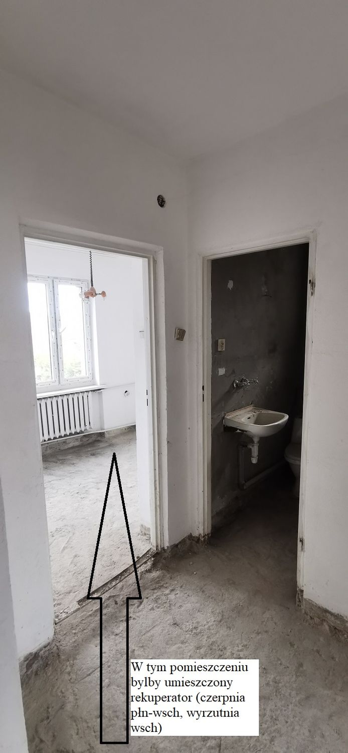 Planowana lokalizacja rekuperatora w remontowanym domu, Wejherowo
