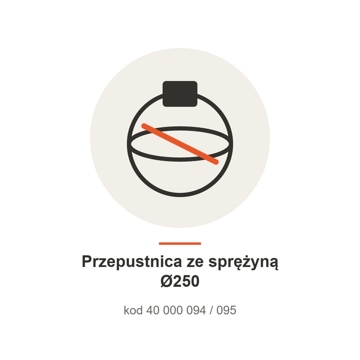 Przepustnica ze sprężyną Ø250, kod 40 000 094 / 095
