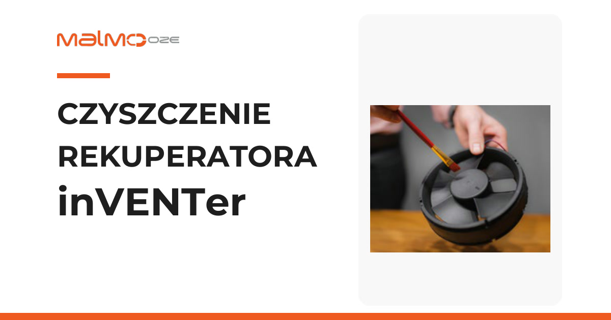 Czyszczenie rekuperatora inVENTer. Miniatura z ilustracją producenta przedstawiającą czyszczenie wentylatora pędzlem.